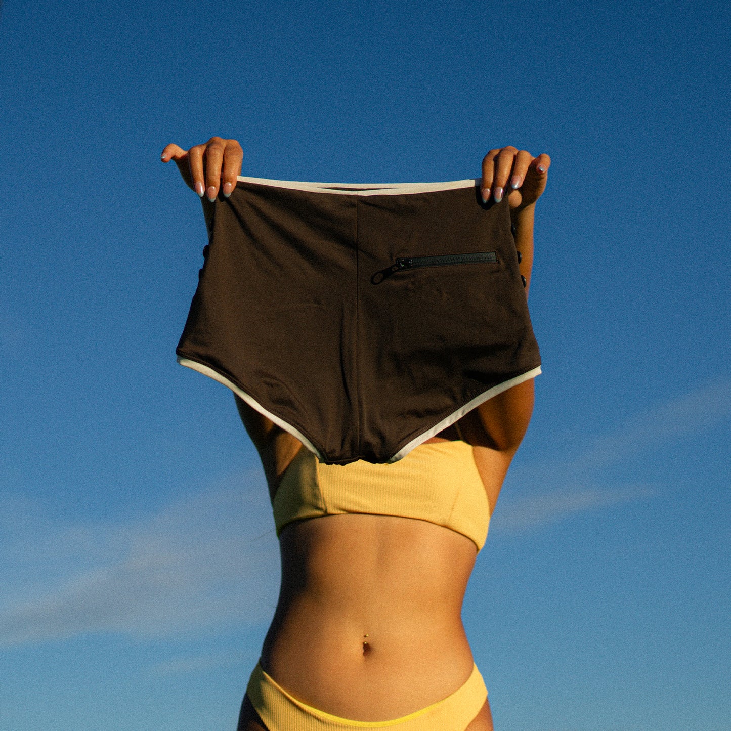Chocolate - Sol Surf Shorts (Full Coverage Bikini Shorts)